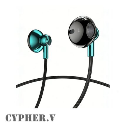 CYPHER.V Wired In-Ear Headset with Built-in Microphone, 2 Meter Long Cable, Ideal for Live Streaming & Laptop Compatibility