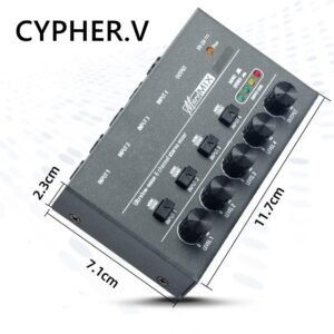 CYPHER.V Mini 4-Way Audio Mixer with Mono & Stereo Switch, USB Audio Interface for Recording, Streaming and Podcasting